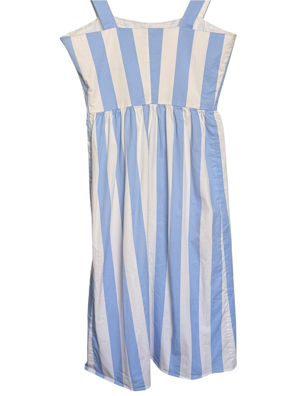 UTERQUE Pin Stripe Fit N Flare Midi Dress Size Small 26 Sleeveless Blue White - Picture 9 of 16